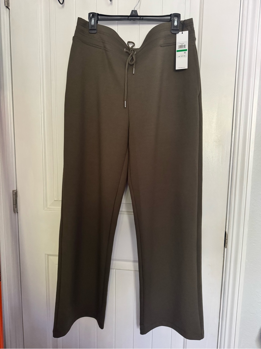 Calvin Klein Olive Wide-Leg Drawstring Pants